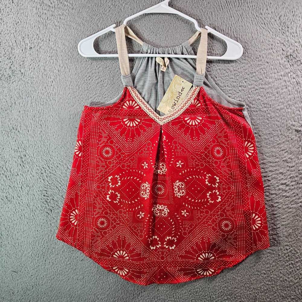 NEW Rewind Tank Top Women medium Red Gray Preppy